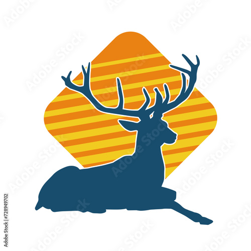Silhouette of a deer wild forest animal with antlers.