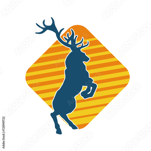 Silhouette of a deer wild forest animal with antlers.