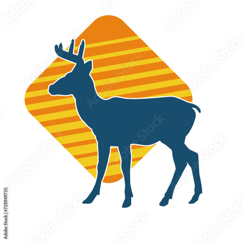 Silhouette of a deer wild forest animal with antlers.