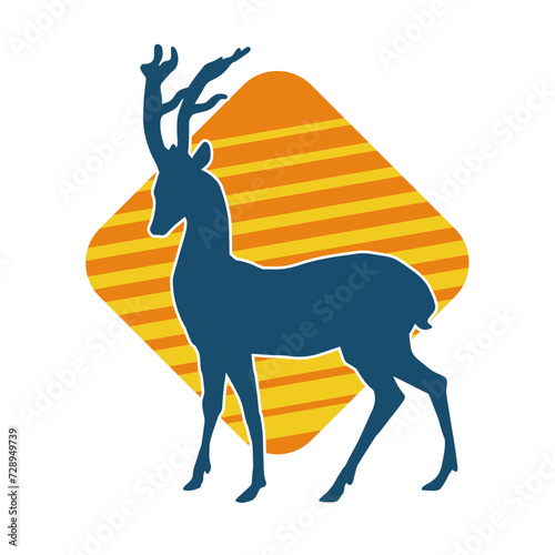 Silhouette of a deer wild forest animal with antlers.