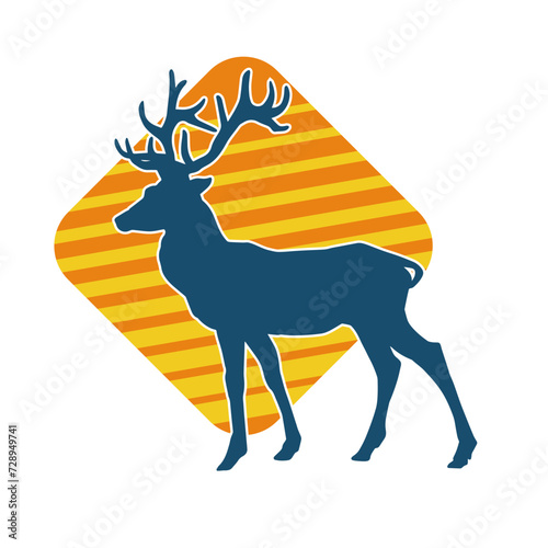 Silhouette of a deer wild forest animal with antlers.