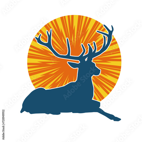Silhouette of a deer wild forest animal with antlers.