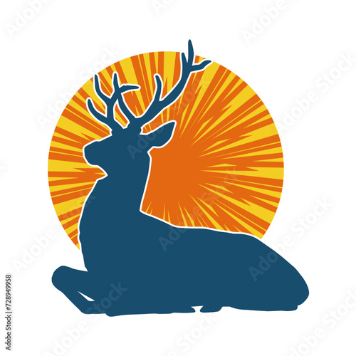 Silhouette of a deer wild forest animal with antlers.