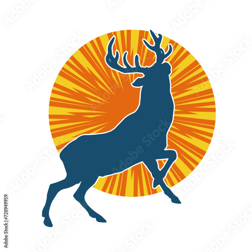 Silhouette of a deer wild forest animal with antlers.