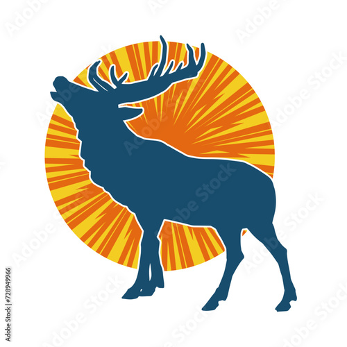 Silhouette of a deer wild forest animal with antlers.
