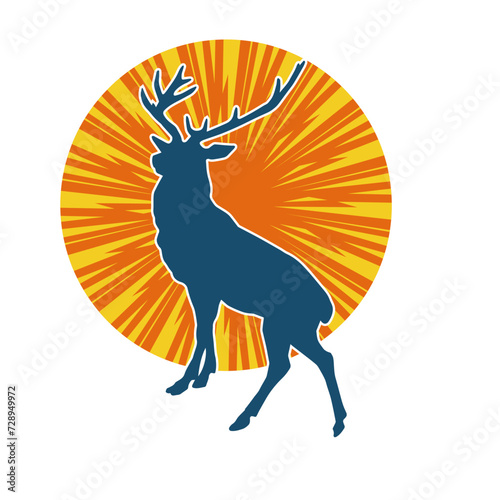 Silhouette of a deer wild forest animal with antlers.
