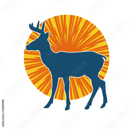 Silhouette of a deer wild forest animal with antlers.