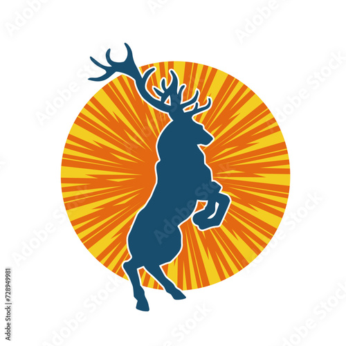 Silhouette of a deer wild forest animal with antlers.
