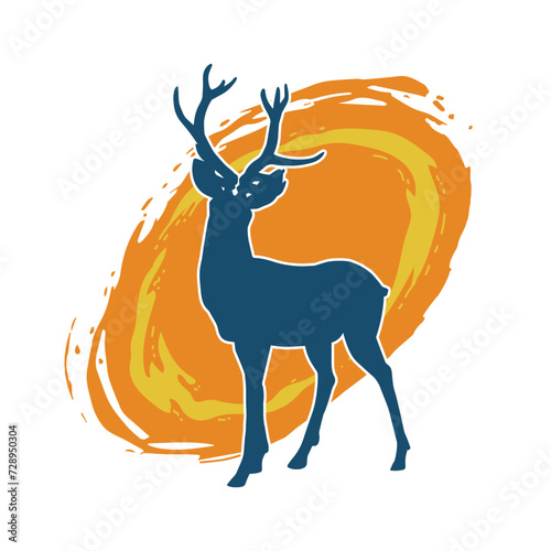 Silhouette of a deer wild forest animal with antlers.