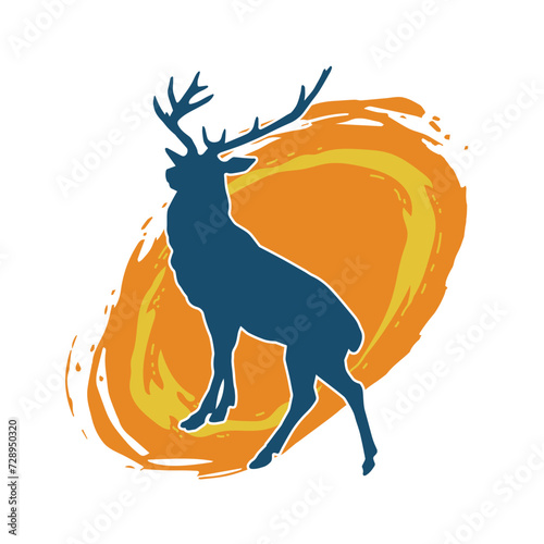 Silhouette of a deer wild forest animal with antlers.