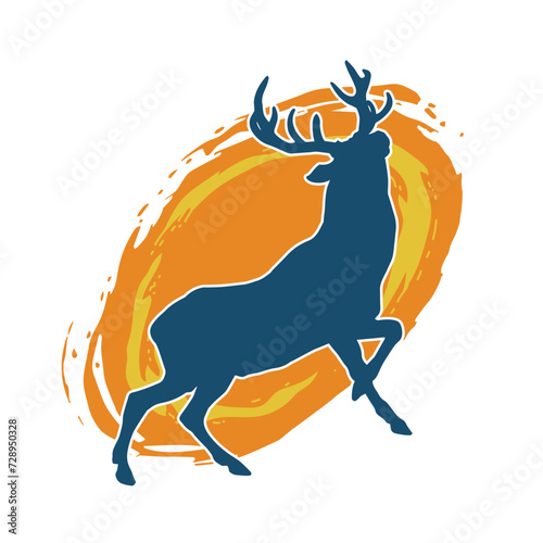 Silhouette of a deer wild forest animal with antlers.