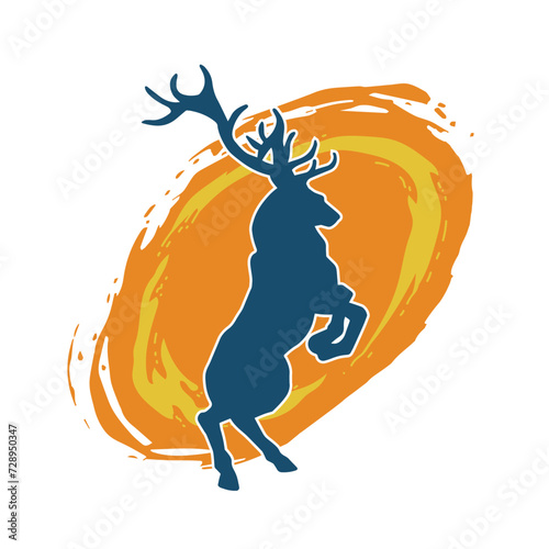 Silhouette of a deer wild forest animal with antlers.