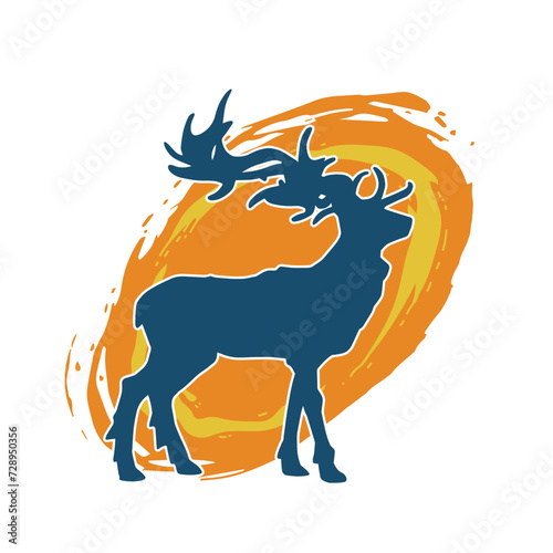 Silhouette of a deer wild forest animal with antlers.