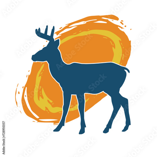 Silhouette of a deer wild forest animal with antlers.