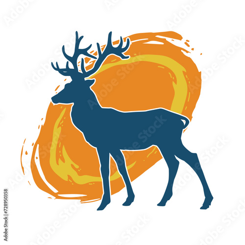 Silhouette of a deer wild forest animal with antlers. photo
