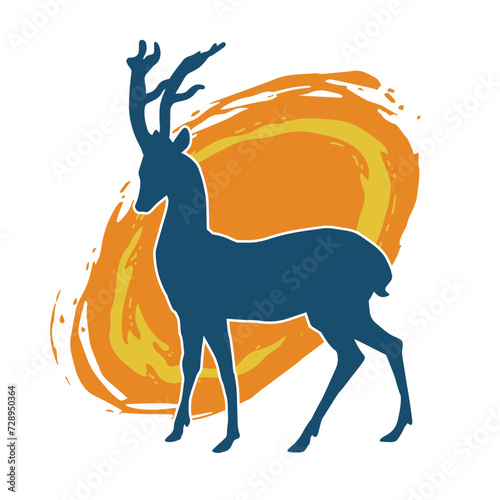 Silhouette of a deer wild forest animal with antlers.