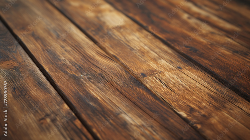 Highlight the authentic wood grain of the rustic wooden plank table top. generative AI Highlight the authentic wood grain of the rustic wooden plank table top. generative AI