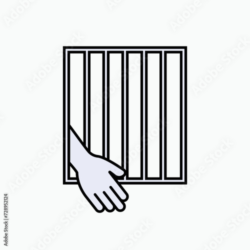 Prisoner Icon. Jail, Handcuff. Convict Symbol - Vector.  Applied as a Trendy Symbol for Design Elements, Presentations, and Web Apps.