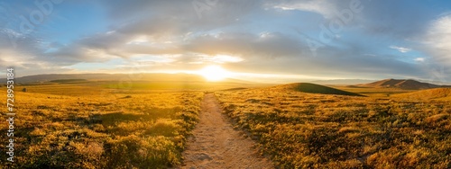 Vivid Sunset, Grassy Hills, Rolling Hills, Antelope Valley, California