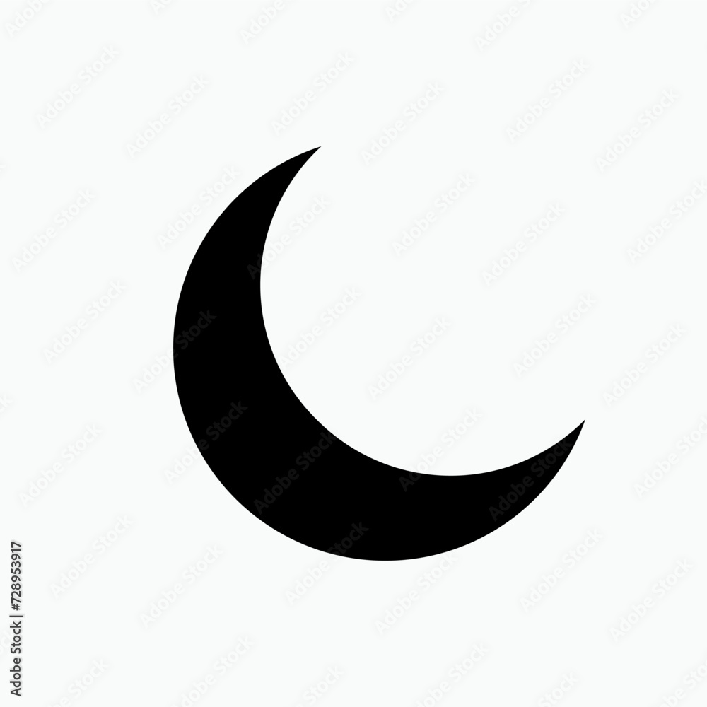 Crescent Moon Icon. Astronomy Element Symbol - Vector. Crescent Moon Icon. Astronomy Element Symbol - Vector.