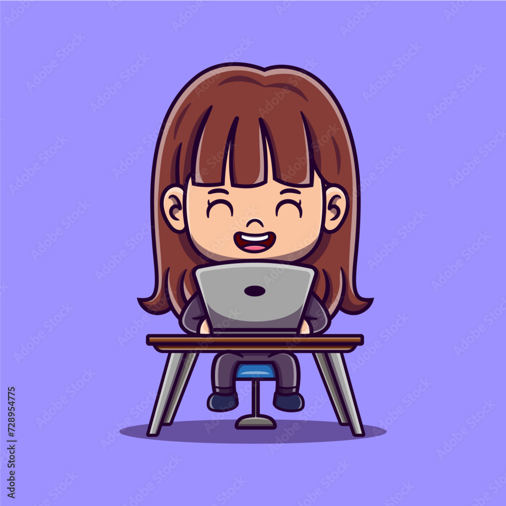 Programmer and graphic designer characters create website. Women with laptop develop web content or user interface. Software or app design and programming, Cartoon vector concept Programmer and graphic designer characters create website. Women with laptop develop web content or user interface. Software or app design and programming, Cartoon vector concept