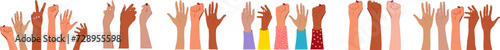 Hands of women of different nationalities holding flowers for a happy women's day