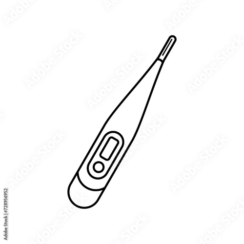 Thermometer for temperature checks in line drawing vector