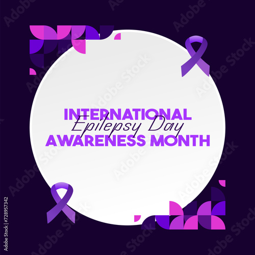 International Epilepsy Day illustration with Geometry design. Raising awareness about epilepsy and the urgent need for improved treatment, and better care. Epilepsy Day background in purplish colors