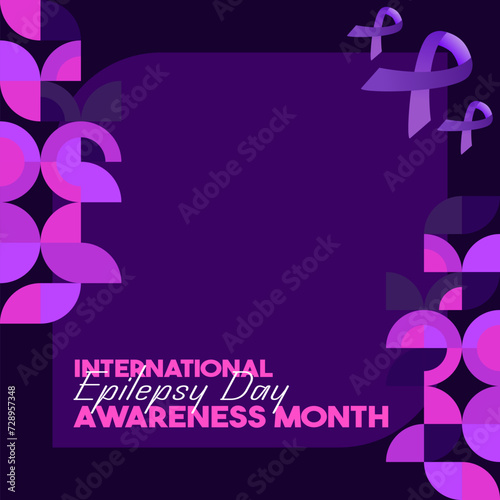 International Epilepsy Day illustration with Geometry design. Raising awareness about epilepsy and the urgent need for improved treatment, and better care. Epilepsy Day background in purplish colors