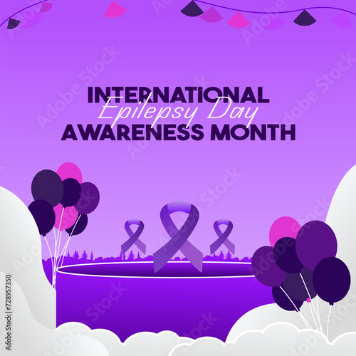 International Epilepsy Day illustration with Geometry design. Raising awareness about epilepsy and the urgent need for improved treatment, and better care. Epilepsy Day background in purplish colors