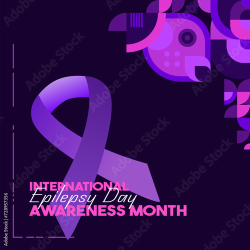 International Epilepsy Day illustration with Geometry design. Raising awareness about epilepsy and the urgent need for improved treatment, and better care. Epilepsy Day background in purplish colors