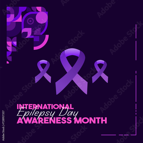 International Epilepsy Day illustration with Geometry design. Raising awareness about epilepsy and the urgent need for improved treatment, and better care. Epilepsy Day background in purplish colors