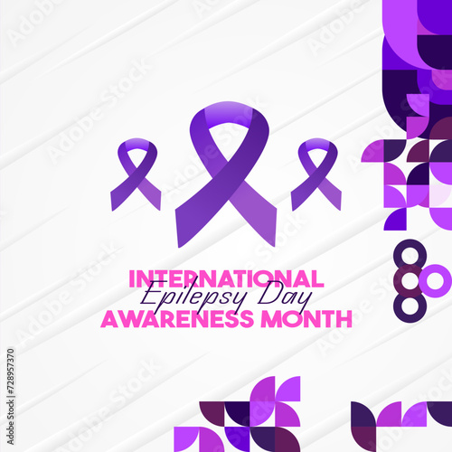International Epilepsy Day illustration with Geometry design. Raising awareness about epilepsy and the urgent need for improved treatment, and better care. Epilepsy Day background in purplish colors