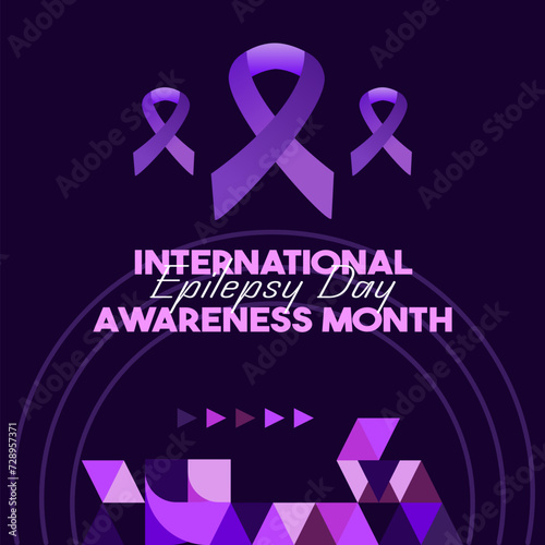 International Epilepsy Day illustration with Geometry design. Raising awareness about epilepsy and the urgent need for improved treatment, and better care. Epilepsy Day background in purplish colors