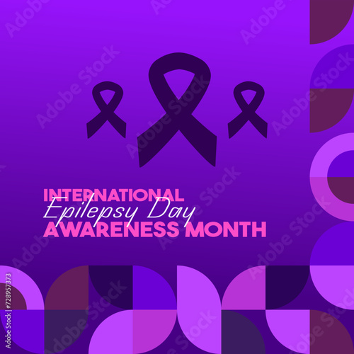 International Epilepsy Day illustration with Geometry design. Raising awareness about epilepsy and the urgent need for improved treatment, and better care. Epilepsy Day background in purplish colors