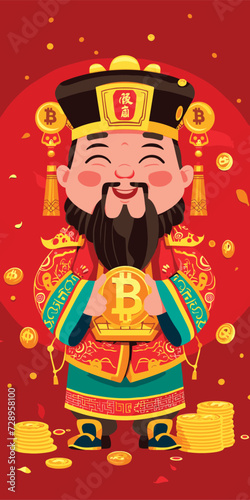 Chinese new year celebration God of Wealth airdrop money