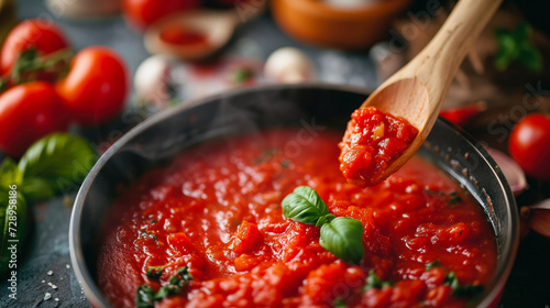 Making Traditional Italian Delicious Tomato Sauce 