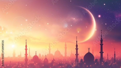 ramadan backgrounds islamic with mousque shilloutte