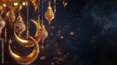 golden ramadan background lamps decoration