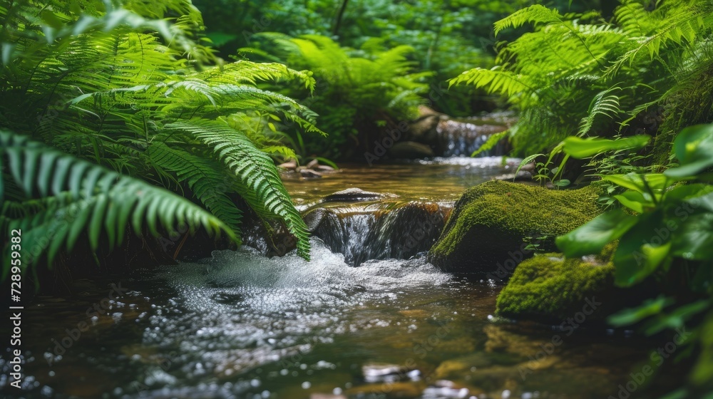 nature background with lush greenery and a gentle stream nature background with lush greenery and a gentle stream
