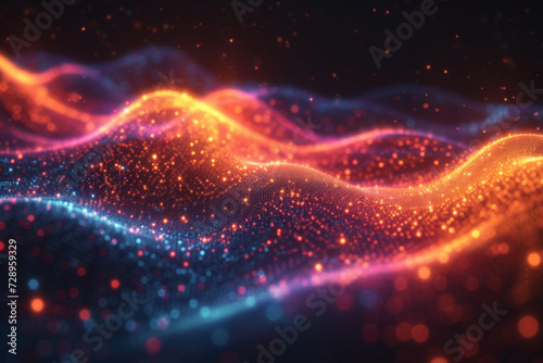 abstract futuristic background with colorful glowing neon lines . Data transfer concept..AI Generative