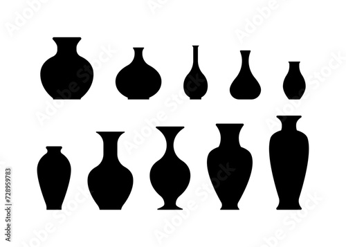 Vase silhouette vector isolated on white background