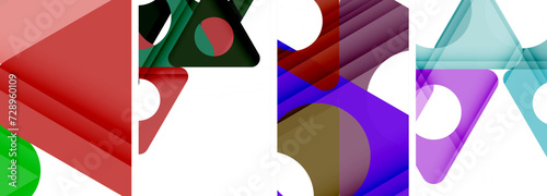 Abstract background set featuring captivating triangles. Harmonious blend of geometry and style, these designs bring modern flair