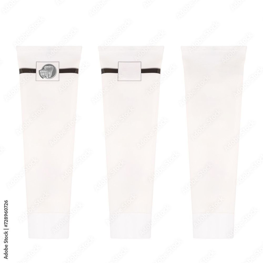 set with empty tubes of cosmetic products on a white background set with empty tubes of cosmetic products on a white background