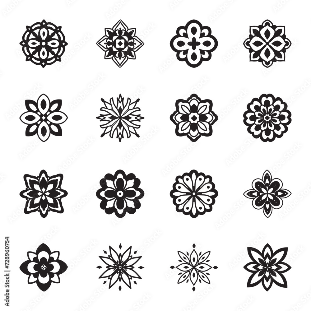 Set of flower silhouette vector Set of flower silhouette vector