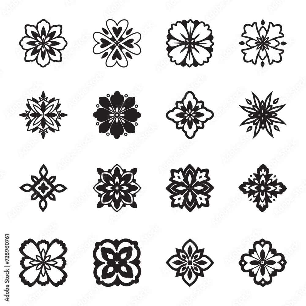 Set of flower silhouette vector Set of flower silhouette vector