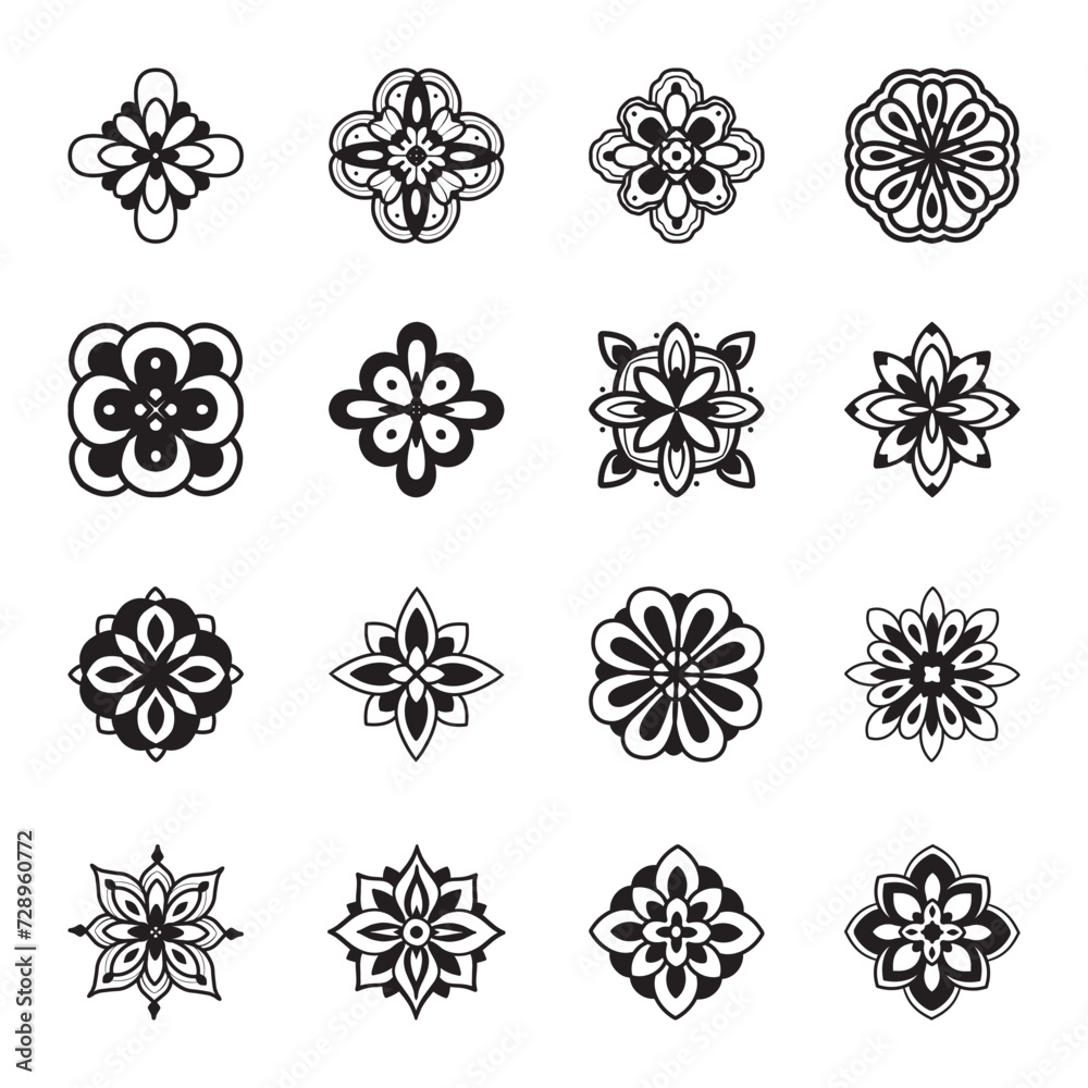 Set of flower silhouette vector Set of flower silhouette vector