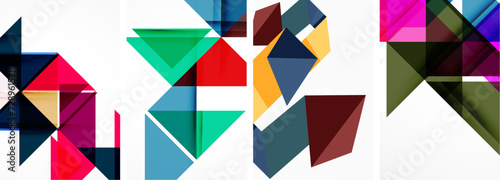 Set of abstract random triangle composition backgrounds. Vector illustration for for wallpaper, business card, cover, poster, banner, brochure, header, website