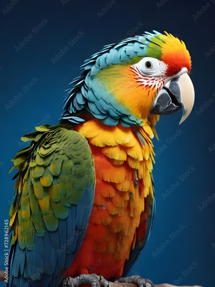 Fototapeta premium a parrot with blue background
