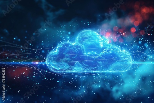Cloud computing concept illustrating the transfer of big data on the internet Symbolizing futuristic digital technology and global connectivity
